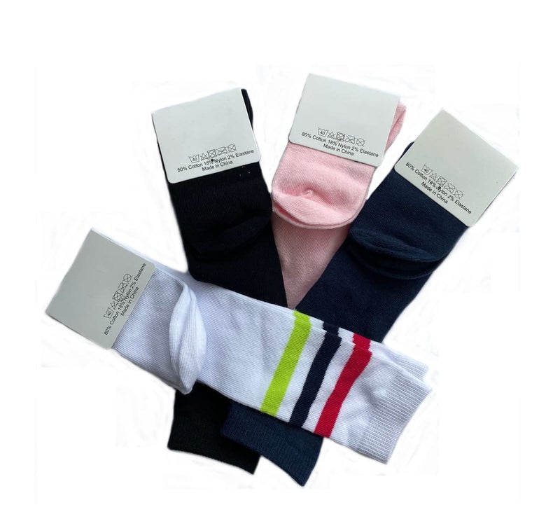 Skydume Snadulor 6-7 Years Old Kids Girls Boys Cotton Over Knee High Soccer Sports Team Socks,4 Pairs - Image 3